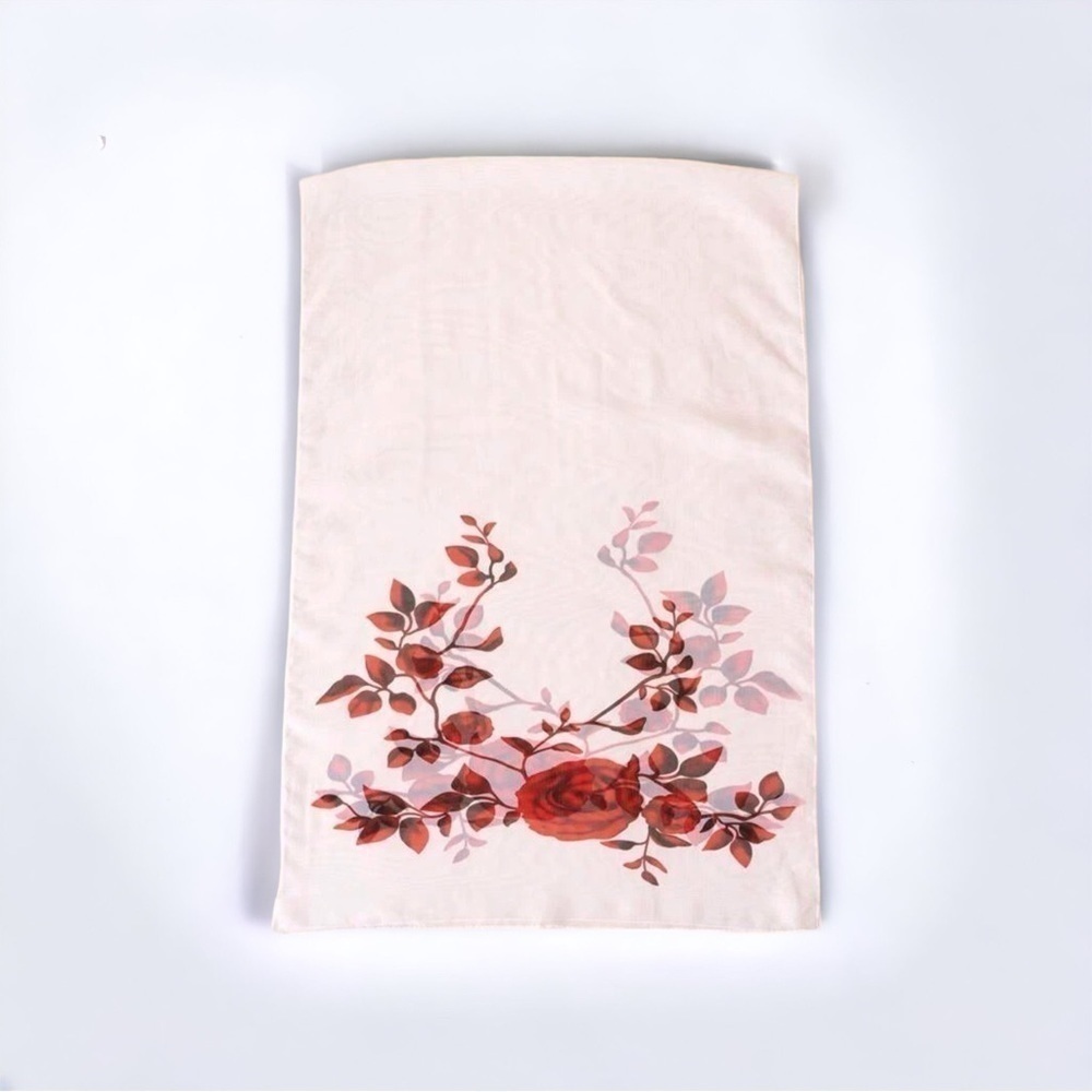Floral Print Chiffon Scarf- Womans Rose Printed Silk Soft Fashion Wrap